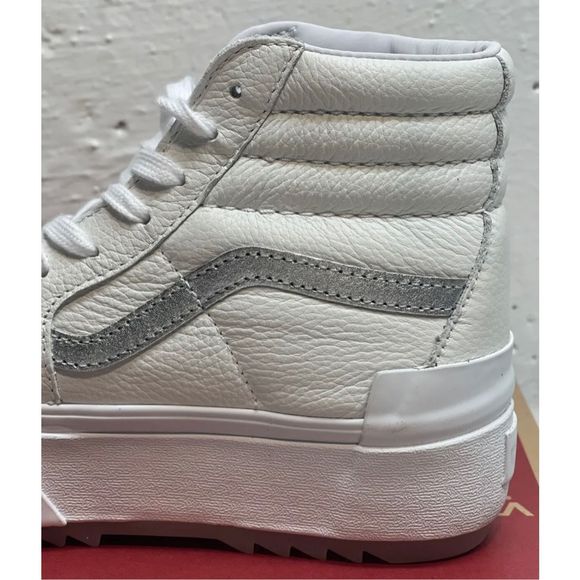 Vans Sneakers Sk8 Hi Stacked Platform Pop True White Metallic Women Size 5.5 New - Picture 3 of 12